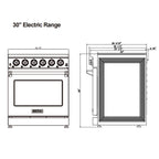 30 inch Professional Electric Range with 5 Heating Elements Cooktop, 4.55 Cu. Ft. Convection Oven Capacity, Smooth Glass Top, in Stainless Steel, KOS-30RE06H (Stainless Steel)