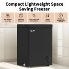 WANAI 3.5 Cubic Chest Freezer with Top Open Door,Removable Storage Basket,7 Gears Temp Control,Energy Saving,Black