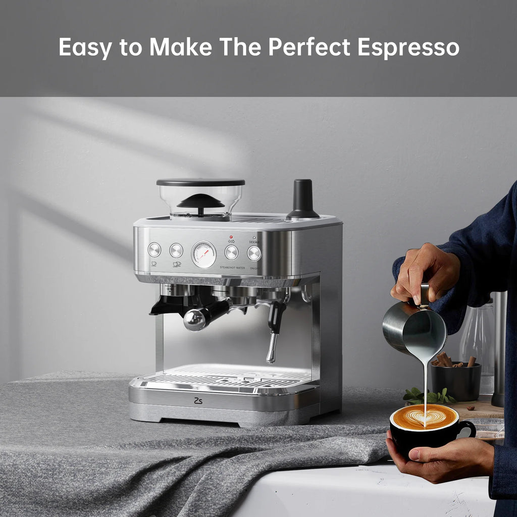 BEKAY Espresso Coffee Machine 15 Bar with Grinding Coffee Filter Milk Frother, Automatic Coffee Maker for Home