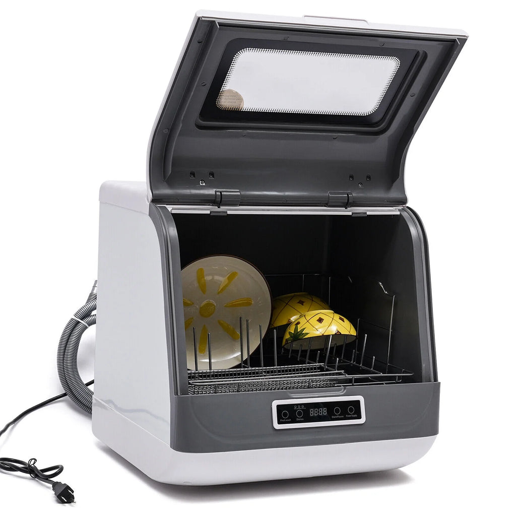 800W Tabletop Dishwasher, IPX1 Waterproof, Multiple Wash Programs, Portable Dishwasher with Water Tank Air Dry 110V