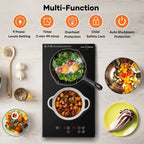 VoltCuisine Double/Dual Induction Cooktop 2 Burner, Shatter-proof Flat Glass Top, 9 Heat Settings, LED Touch Display with Child Safety Lock & Overheat Protection