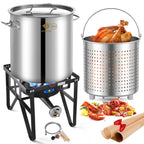 64QT Stainless Steel Seafood Boil Pot with 200,000BTU Single Burner Propane Stove, Heavy Duty Propane Burner For Outdoor Cooking Turkey Fryer, Crawfish Boil, Homebrewing
