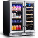 Yeego 30" Wine and Beverage Refrigerator,Two 15" Wine and Beverage Cooler Under Counter or Freestanding, Hold 33 Bottles and 80 Cans(Two Pack)
