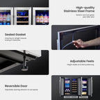 Yeego 30" Wine and Beverage Refrigerator,Two 15" Wine and Beverage Cooler Under Counter or Freestanding, Hold 33 Bottles and 80 Cans(Two Pack)