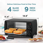 COMFEE' Mini 2-Slice Toaster Oven, Countertop toaster oven, 2-Knobs Easy to Control with Timer for Bake, Broil, Toast, 1000W, Black/White (CO-B08AA(BK))