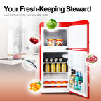 GGTB 3.0 Cu.Ft Two Door Small Refrigerator with Freezer, Compact Retro Small Refrigerator for Dorm, Office, Bar, RV, Bedroom, Blue