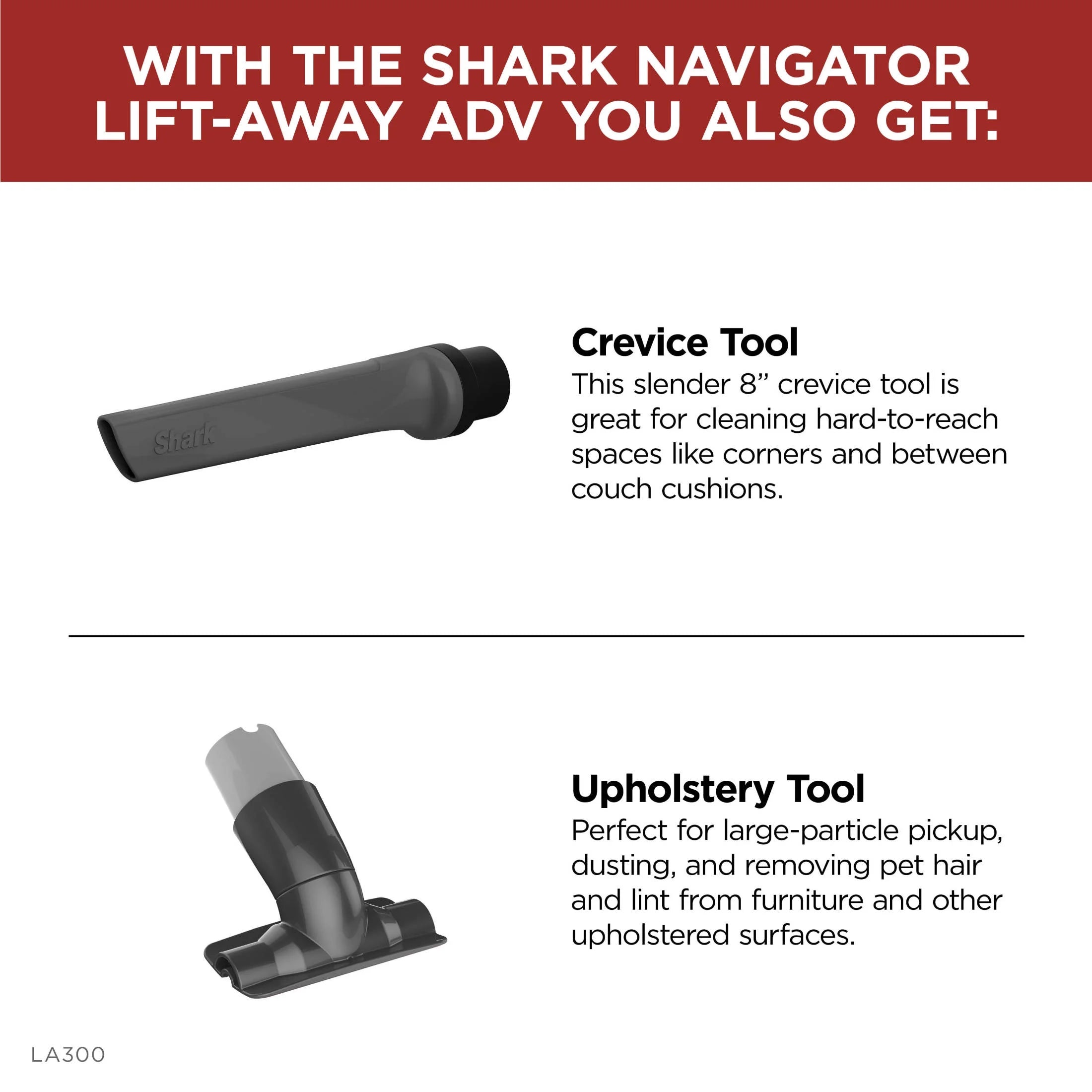 Shark Bagless Upright Vacuum, Navigator Advanced Lift Away with Powerful Hair Pickup, Crevice and Upholstery Tool, Anti Allergen Seal, Easy to Empty, Large Dustbin, Grey, LA300
