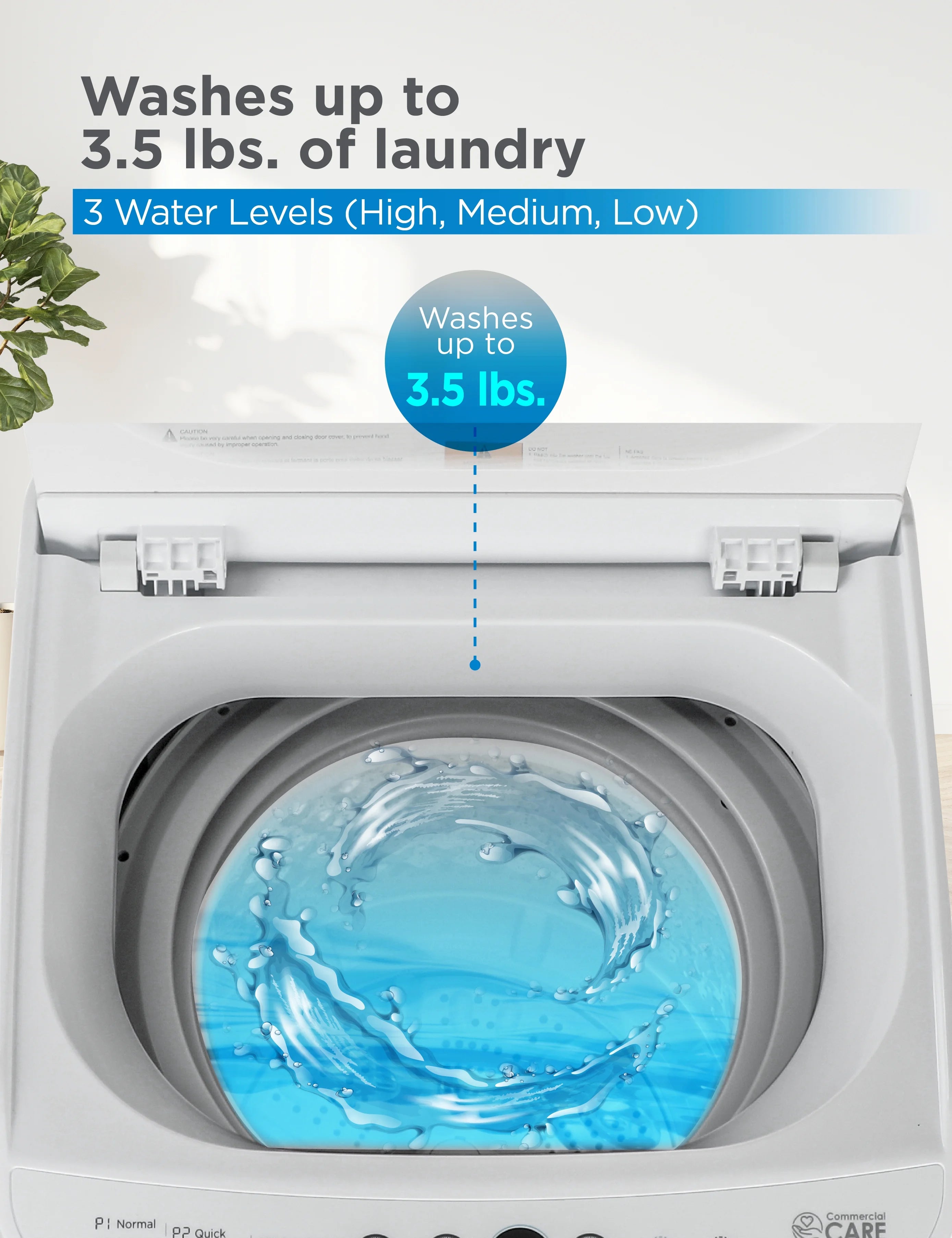 Commercial Care 0.9 Cu. Ft. Portable Washing Machine, Compact Washing Machine with 6 Wash Cycles, White