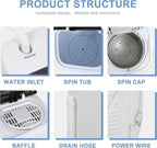 Compact Mini Twin Tub Washing Machine Portable 13lbs Laundry Washer and Dryer