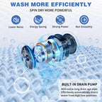 UbesGoo 15.6LBS Portable Washing Machine, Full-Automatic Electric Laundry Machine with Stainless Steel Drum,Compact Washer, Washer and Dryer Combo with Drain Pump for Apartment, Dorms, RV