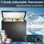 LHRIVER 7.0 cu. ft. Chest Deep Freezer with Adjustable Temperature, Free Standing Top Open Door Compact Freezer with 3 Removable Basket for Kitchen, Home, Bar, Garage, Office