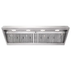 Akicon 48 Inch Range Hood Insert, Stainless Steel 8" Ducted Insert/Built-in Kitchen Vent Hood with 1200 CFM Suction, Dimmable LED Lights and Dishwasher Safe Filters, 4 Speed-Cool White