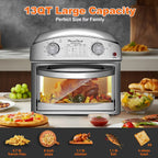 PlumChef 13 Quart 4 Slices Air Fryer Convection Toaster Oven, 1500W, 7 in 1 Multifunction with Roast, Bake, Grill, Broil, Toast, Dehydrate, Defrost, Stainless Steel