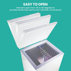 Koolatron 3.5 cu ft Compact Chest Freezer 99L White Manual Defrost Deep Freeze Storage Basket Space-Saving Flat Back