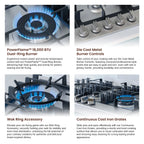Rangaire RCG341S 34" Gas Cooktop - Stainless Steel, Sealed Burners, Cast Iron Grates, Die Cast Metal Burner Controls