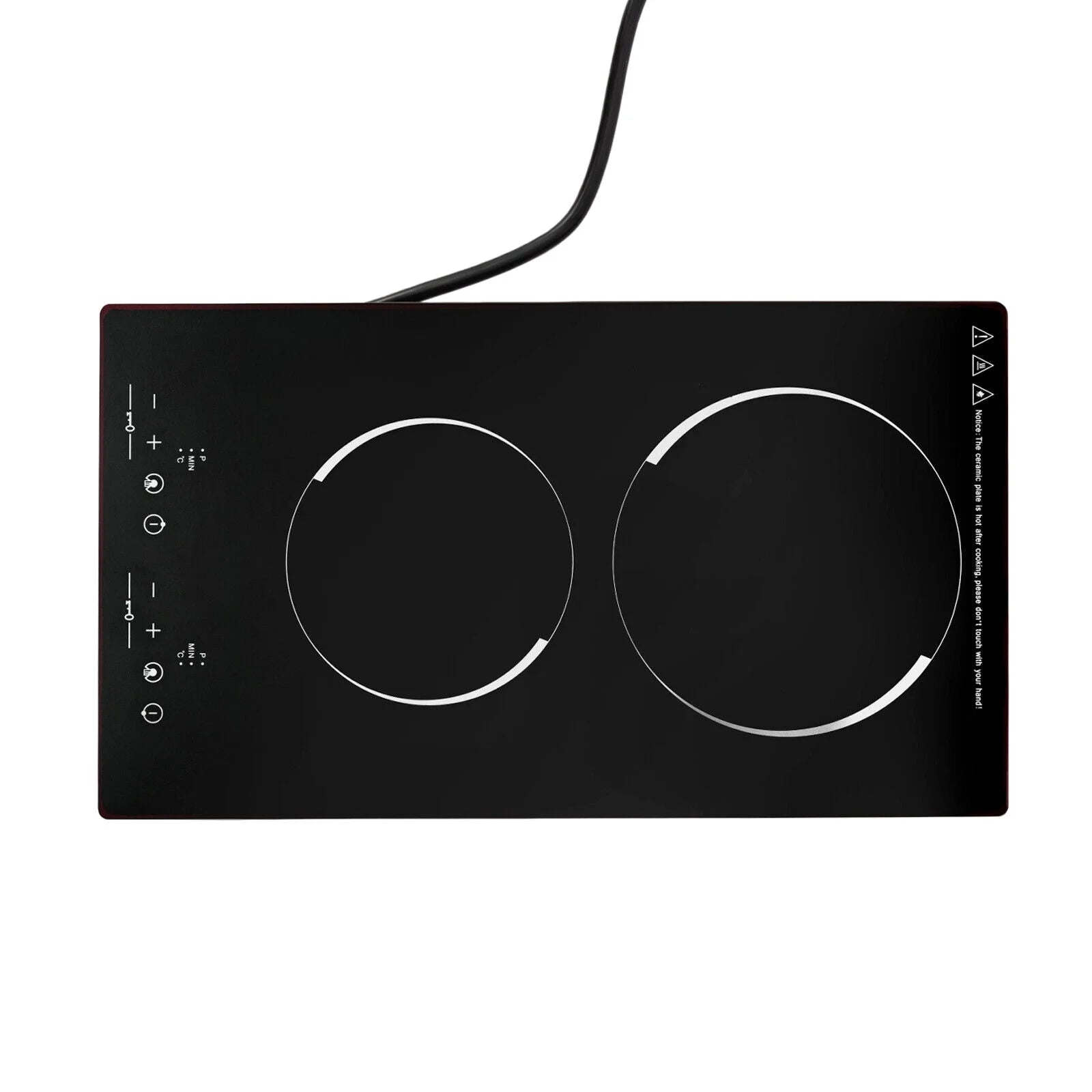 Miumaeov Commercial Electric Ceramic Cooktop 2 Burners Cooking Stove Touch Control Cooker 1500W 140-482?��F