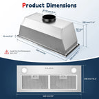 30 inch Built in Range Hood Stainless Steel 600 CFM Integrated Rangehood Cooking Vented