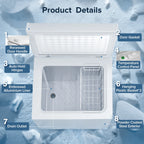 AUSEO Compact Freezer 3.5 cu ft Environmental Chest Freezer, Mini Freezer with 7 Gear Adjustable Temperature, Removable Storage Basket, Energy Saving, White