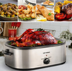 Superjoe 22 Quart Roaster Oven with Self-Basting Lid Turkey Roaster Electric Food Warmer, Stainless Steel