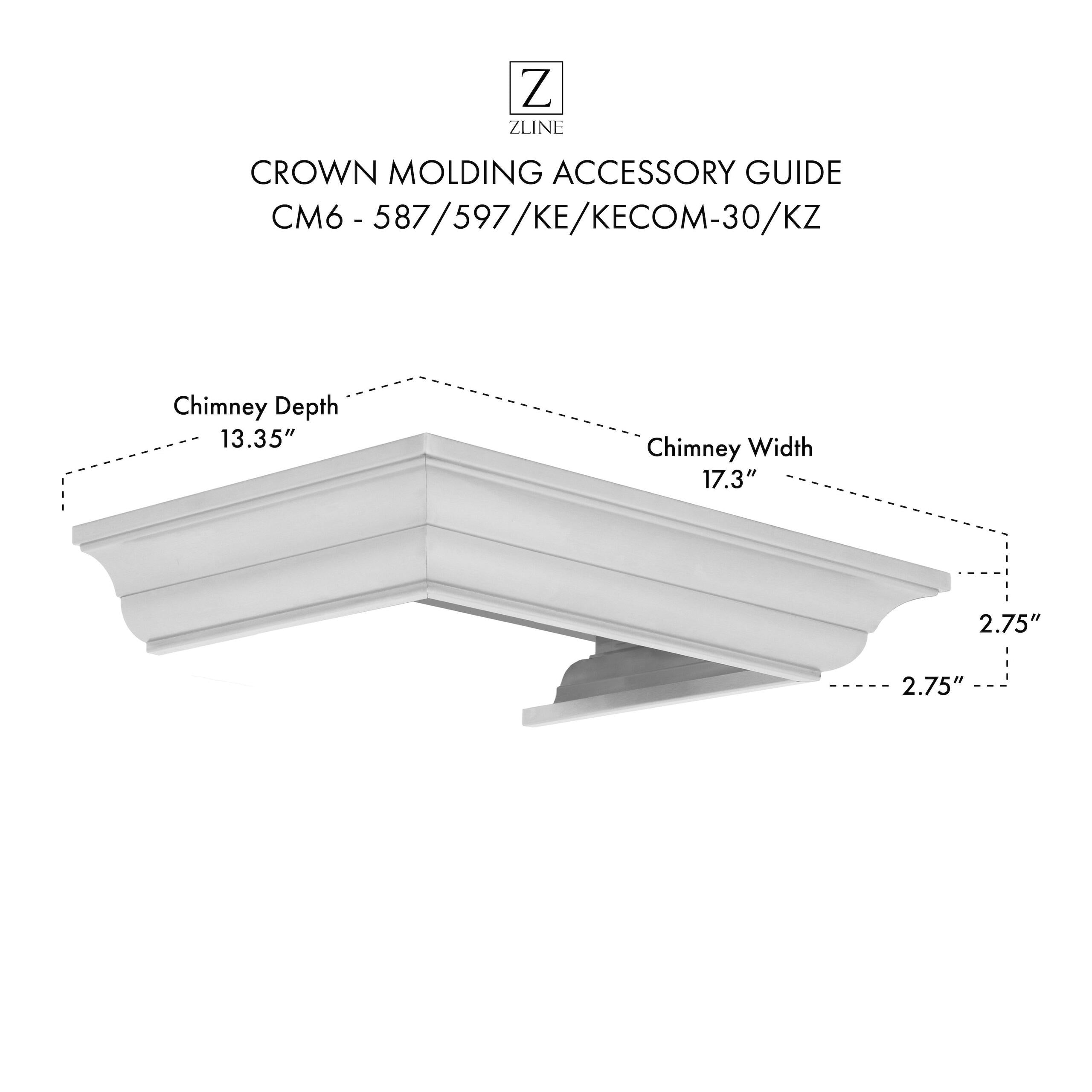 ZLINE Crown Molding Profile 6 for Wall Mount Range Hood CM6587597KEKECOM30KZ