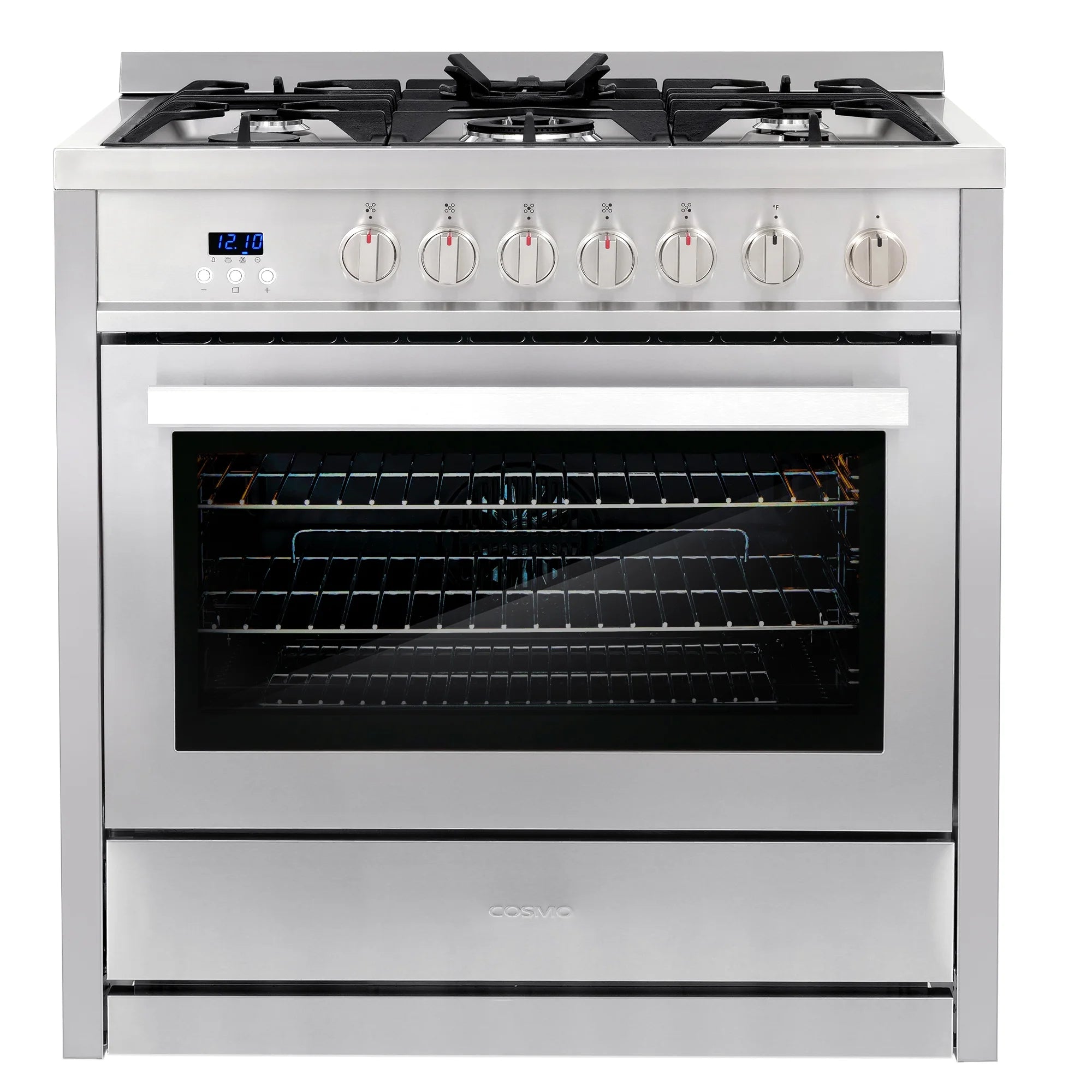 Cosmo 3 Piece Kitchen Appliance Package with 36" Freestanding Dual Fuel Range Kitchen Stove 24" Built-in Fully Integrated Dishwasher & French Door Refrigerator Kitchen Appliance Bundles