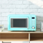 Costway 0.7Cu.ft Retro Countertop Microwave Oven 700W LED Display Glass Turntable Rose Gold