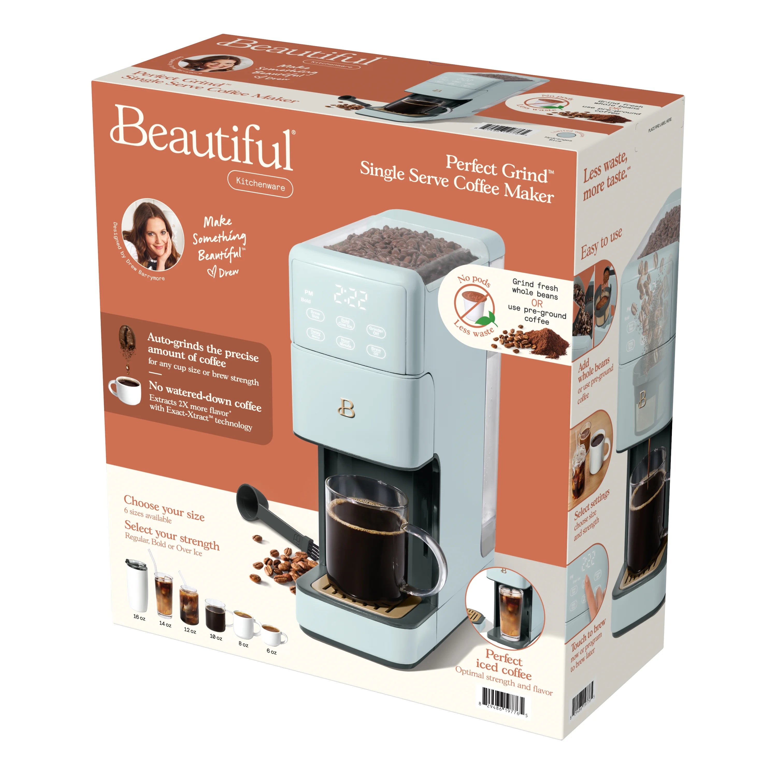 Beautiful Perfect Grind�?Programmable Single Serve Coffee Maker, White Icing by Drew Barrymore