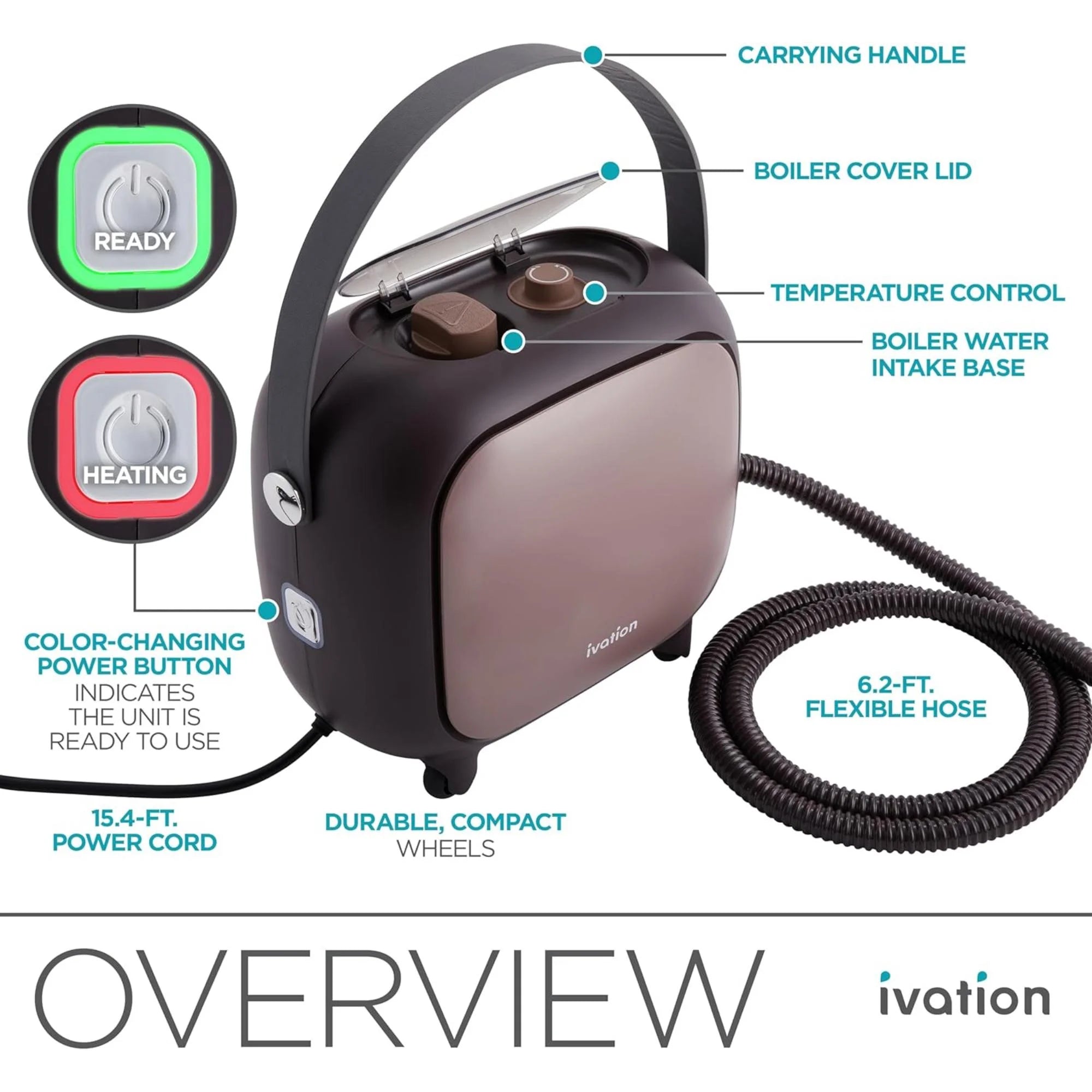 Ivation Steam Cleaner, Powerful Multipurpose Steamer w/ 18 Accessories