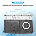 Costway 26lbs Portable Semi-automatic Washing Machine W/Built-in Drain Pump Grey