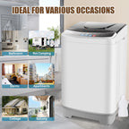 Qhomic Portable Washing Machine, 15.6lbs Dryer & Washer Combo, 10 Programs 8 Water Level Fully Automatic Washing Machine for RVs, Apartments, Home