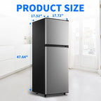 2 Door Mini Fridge with Freezer,4.5 Cu.ft.,5 Adjustable Thermostat & 4 Removable Glass Shelves