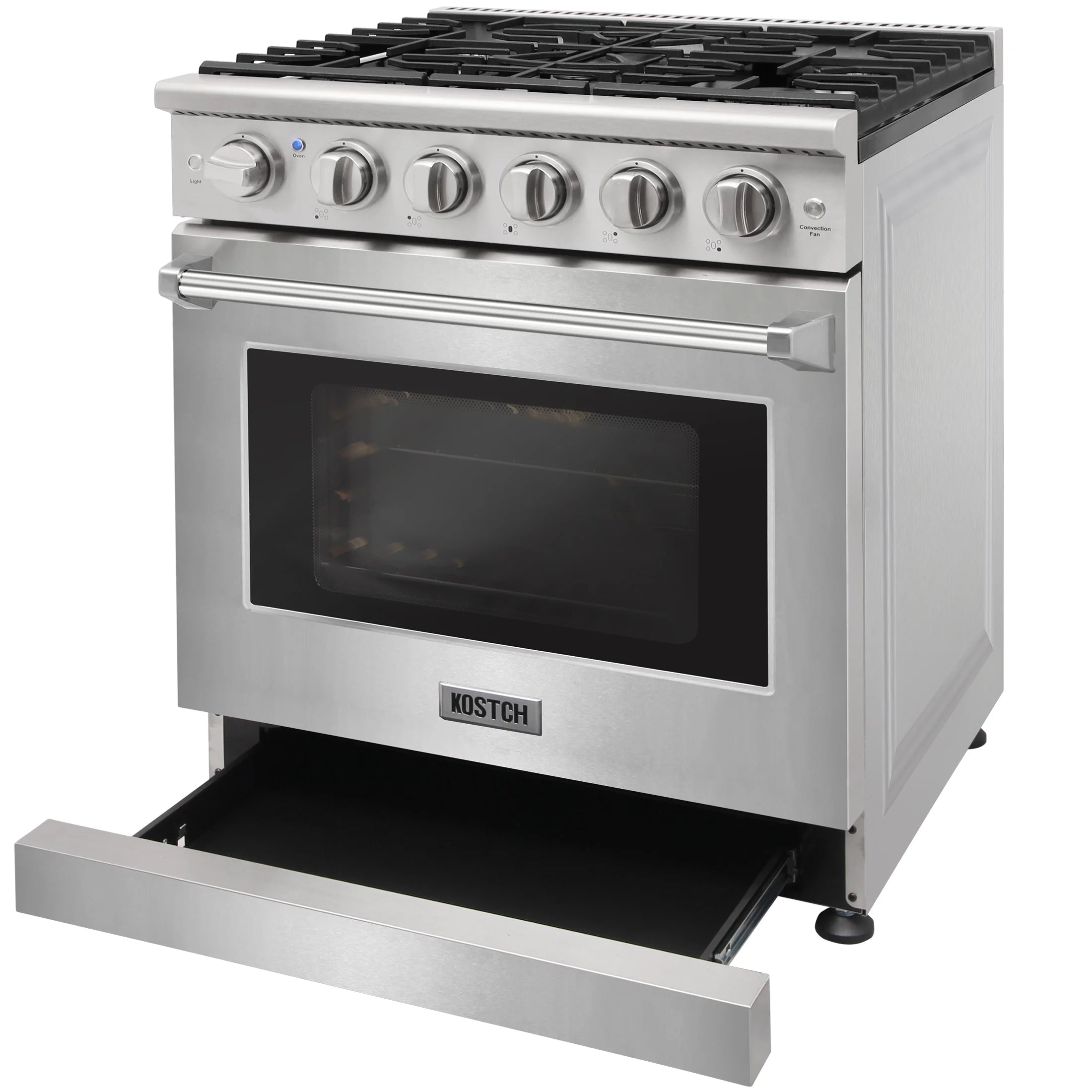 KOSTCH 30-in 5 burners 4.55-cu ft Convection Oven Freestanding Liquid Propane Gas Range ( Stainless steel )