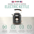 Haden Dorset 1.7 Liter Electric Water Kettle with Base, Putty & Chrome