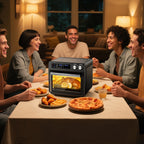 26QT Air Fryer Oven,Oil-Less Digital Touchscreen Toaster Oven with 10-in-1 Multi Function&Custom Mode, Visible Window , 1800W,Black