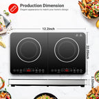 Electric Double Induction Cooktop, 1800W Portable Induction Cooktop with 2 Burners
