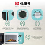 Haden 700W 0.7 Cubic Foot Microwave Oven w/ Digital Controls, Turquoise