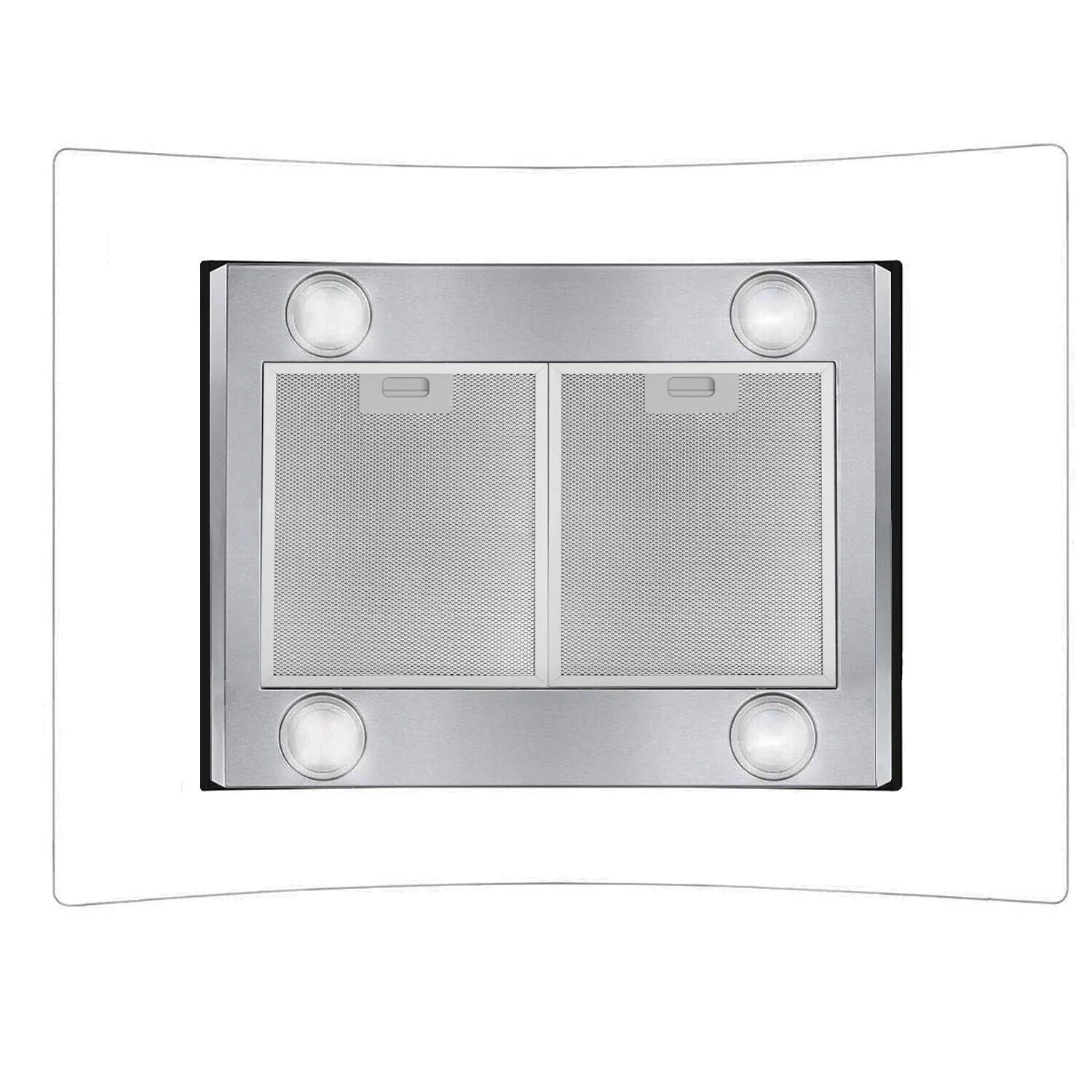 30 inch Island Mount Range Hood 900CFM  Tempered Glass 3-Speed Vent Hood Stainless Steel Dishwasher