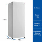 Koolatron Garage-Ready Upright Freezer 7.0 cu ft (198L) White Low Frost