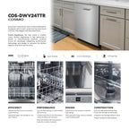Cosmo 24 in. Vista Collection Built-in Dishwasher, Advanced Sanitize Technology in Stainless Steel
