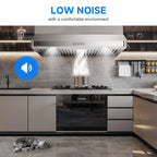 AMZCHEF Under Cabinet Range Hood 30 Inch 250CFM Stainless Steel Kitchen Stove Vent Hood 3 Speed Exhaust Fan Button Control LED lights Dishwasher