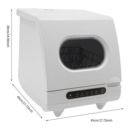 1200W Portable White Countertop Dishwasher Compact Dishwasher 5 Washing Programs