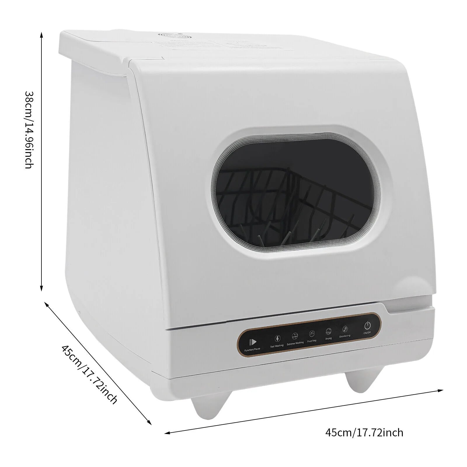 Portable White Countertop Dishwasher Compact Dishwasher 5 Washing Programs 1200W