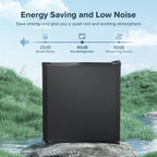 1.7 Cu ft Compact Single Door Refrigerator - Energy Efficient, Reversible Door, Perfect for Home, Office, or Dorm, Black