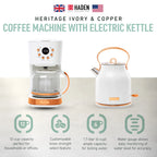 Haden Coffee Maker & Heritage 1.7 Liter Electric Kettle, Black & Chrome