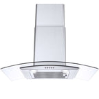 30 inch 450CFM Wall Mount Range Hood Tempered Glass 3-Speed Fan Button Control Baffle Filters