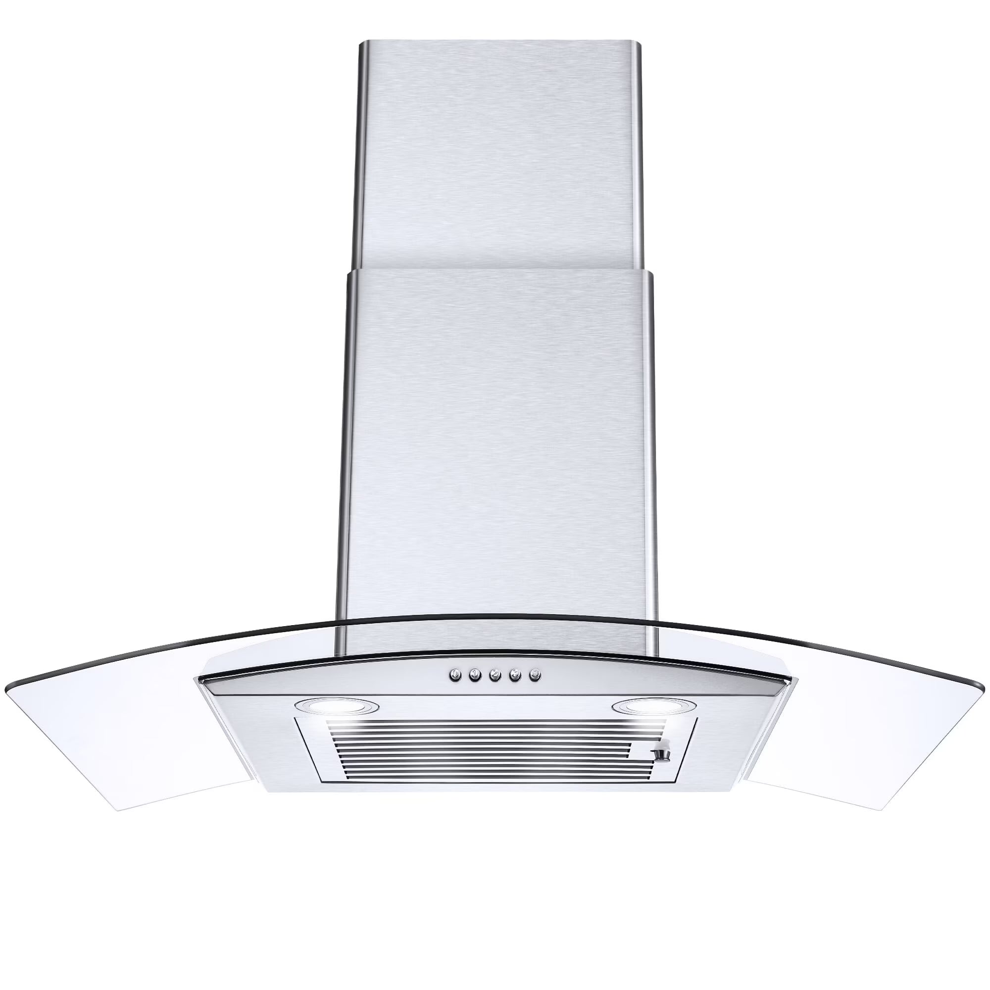 30 inch 450CFM Wall Mount Range Hood Tempered Glass 3-Speed Fan Button Control Baffle Filters