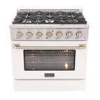 Kucht Professional 36" Modern Stainless Steel Propane Gas Range in White/Silver