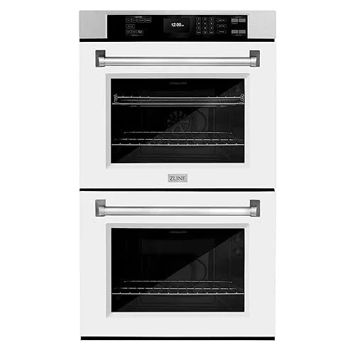 ZLINE 30 in. Professional Convection Double Wall Oven with Air Fry and Self Clean in DuraSnow Stainless Steel with White Matte Doors (WADS-WM-30)