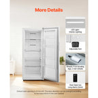 KFFKFF 17 Cu.Ft Upright Convertible Fridge/Freezer Upright Fridge Freezer Low Sound with Electronic Temperature Control Door Open too Long Alarm Adjustable Shelves and LED