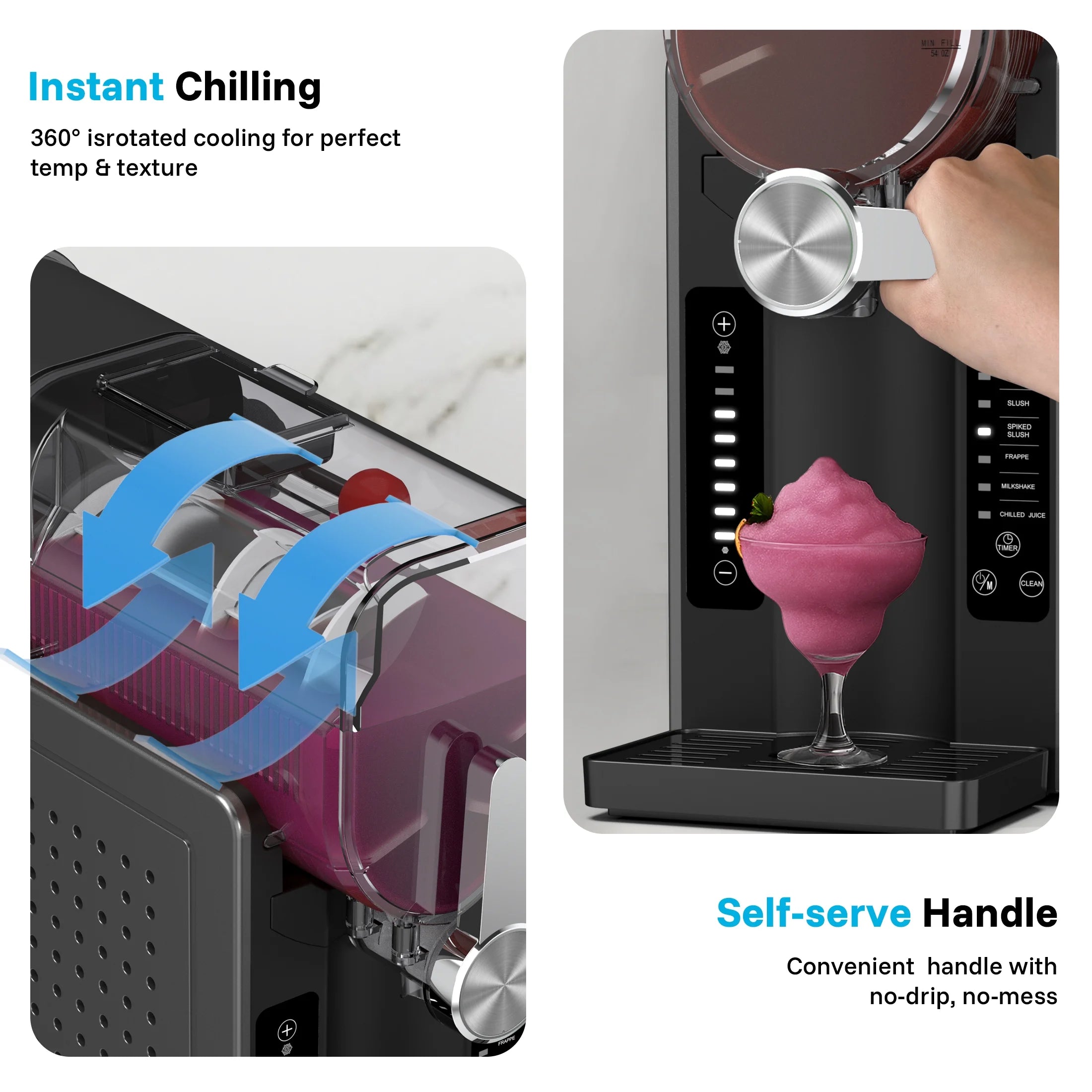 Flamemore Slushie Machine for Home with Self-Cleaning, No Ice Needed, 6 Preset Settings Frozen Drink Maker, 12h Delay Start, 200w